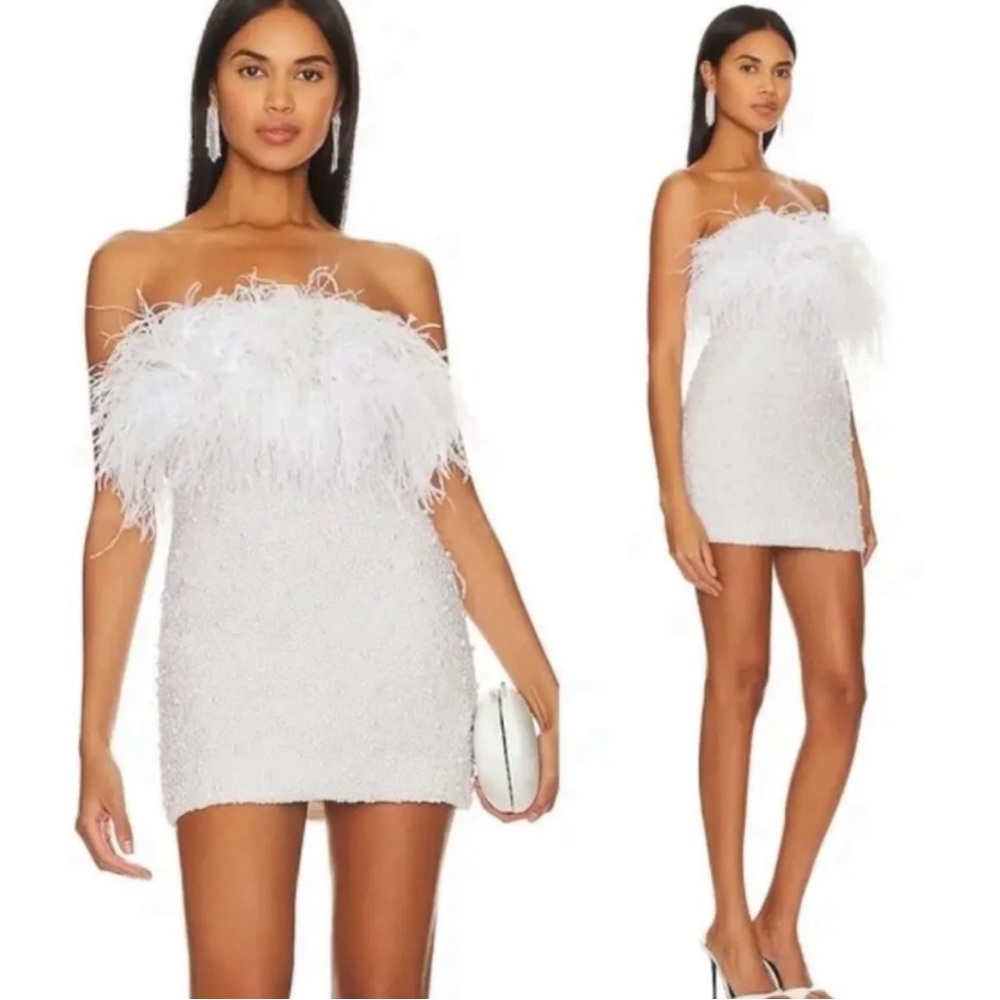 Retrofete Feather and pearl mini dress